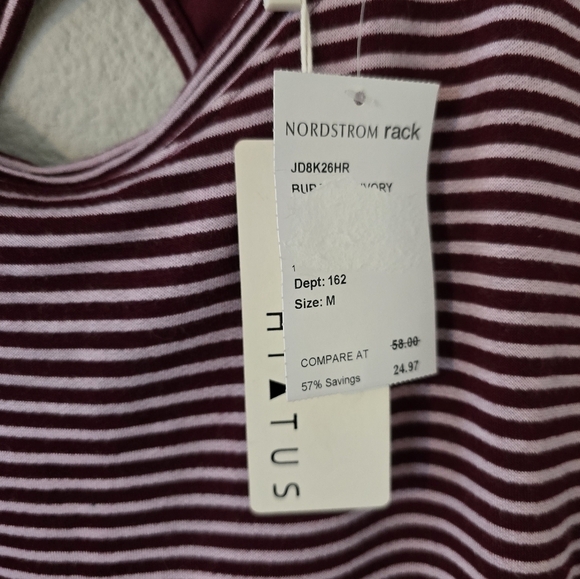 Hiatus Romper Women Sz M Striped Red White Layered Short Sleeve Pockets New - Picture 5 of 10